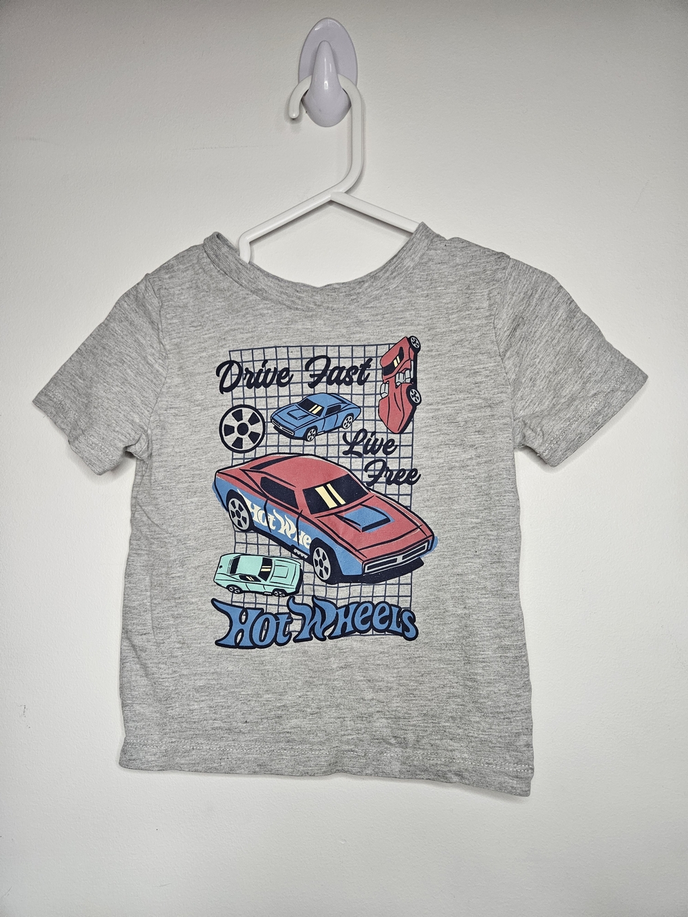 ​Hot Wheels Toddler Heather Grey Drive Fast Live Free Racing Car Graphic T-Shirt